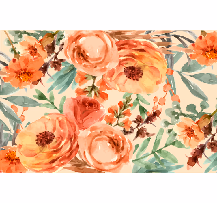 Bedroom blind with peony watercolor flowers - TenStickers