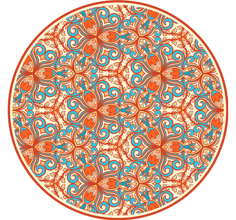 Bedroom blind with blue and orange patterns - TenStickers