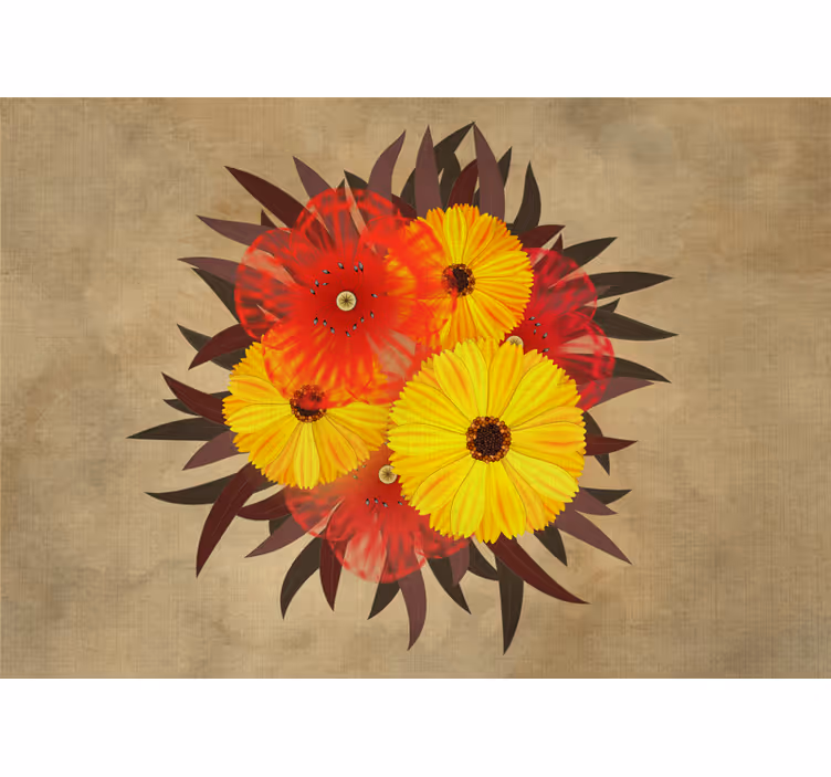 Roller blind beige with red and yellow poppies - TenStickers