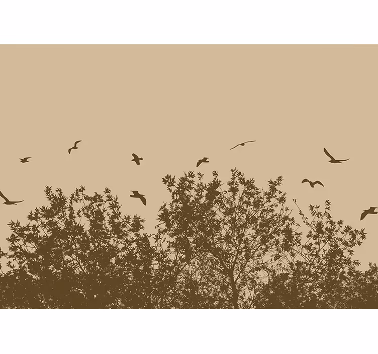 Roller blind beige spring flowers and birds - TenStickers