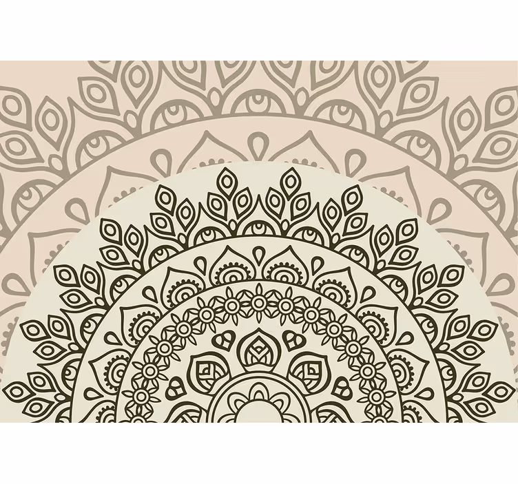 Roller blind beige raising sun indian design - TenStickers