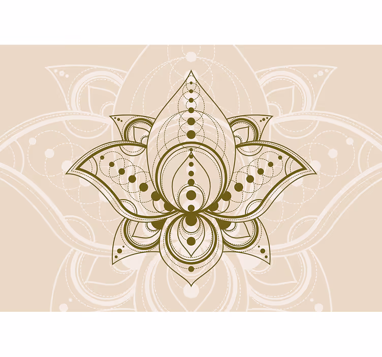Roller blind beige with golden lotus blossom design - TenStickers
