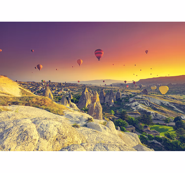 Bedroom blind hot air balloons over cappadocia - TenStickers