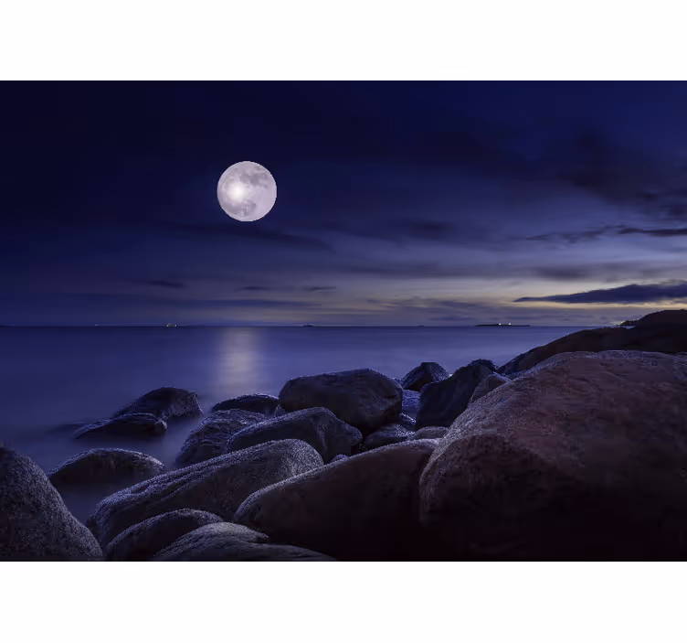 Bedroom blind original landscape under moonlight - TenStickers