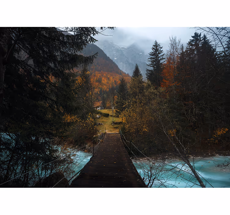 Bedroom blind forest bridge - TenStickers