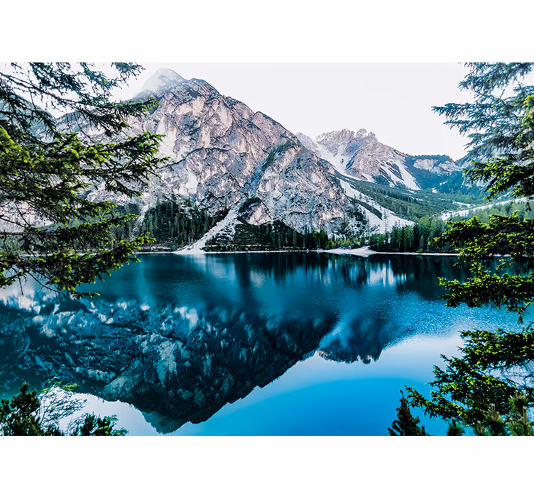 Bedroom blind snowy mountain reflection sunlight - TenStickers