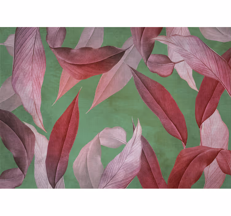 Bedroom blind with red and purple leaves on turquoise - TenStickers