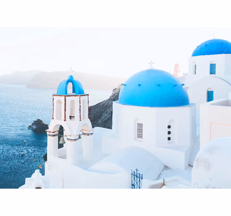 Santorini white and blue ocean bedroom blind - TenStickers