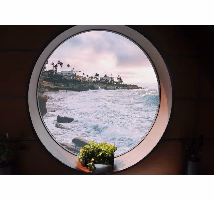 Bedroom blind 3d coastal scene with rocks - TenStickers