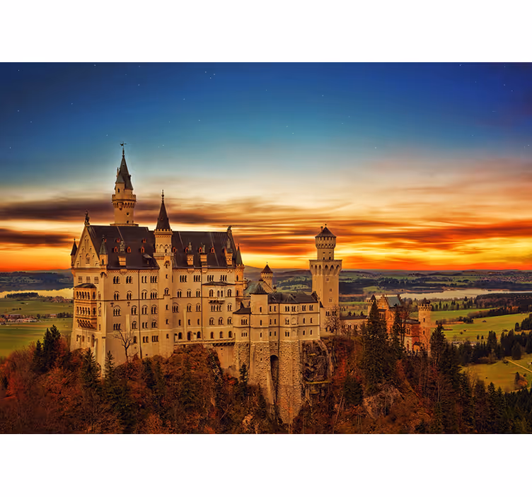 Bedroom blind meadow castle morning light - TenStickers