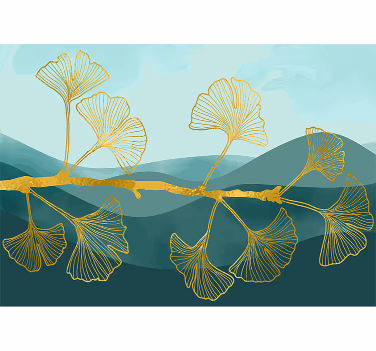 Bedroom blind with glamour style ginkgo tree - TenStickers
