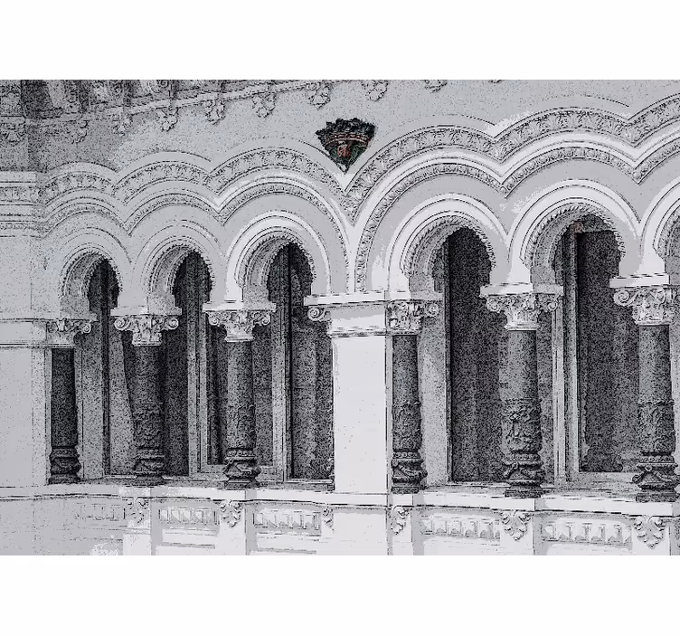 Living room blind old architecture 3d design - TenStickers
