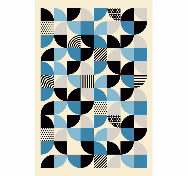 Living room blind in retro blue bauhaus pattern - TenStickers