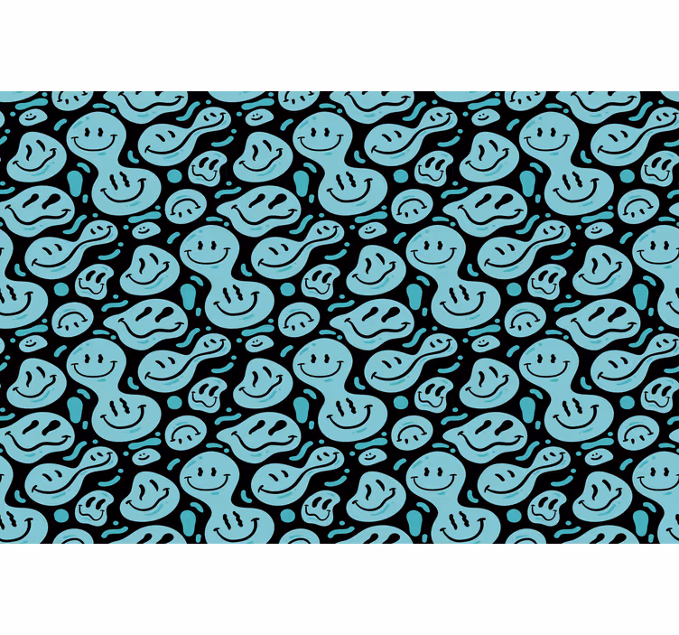Bedroom blind in black and blue smiley faces - TenStickers