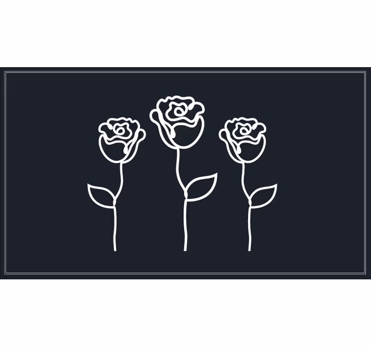 Bedroom blind with minimalist rose line illustration - TenStickers