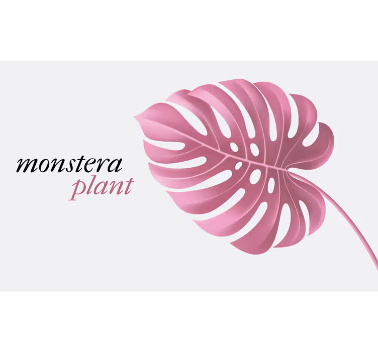 Pink minimalist monstera style bedroom blind - TenStickers