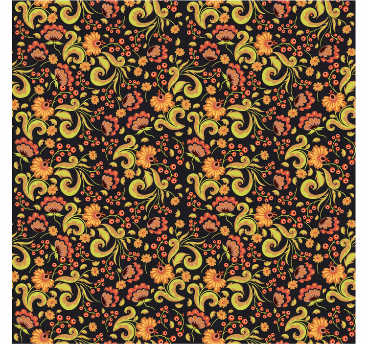 Floral yellow and red russian style bedroom blind - TenStickers