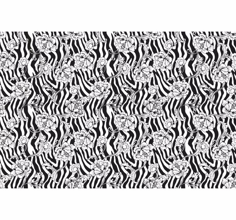 Bedroom blind zebra and flowers design - TenStickers