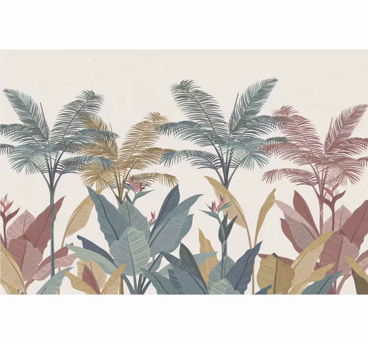 Bedroom blind with terracotta tropical plants - TenStickers