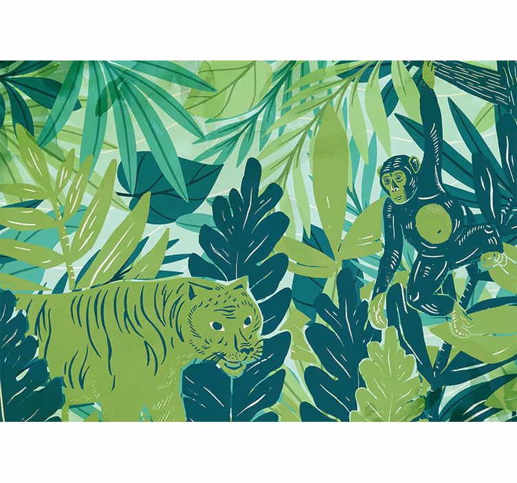 Bedroom blind maximalist bohemian jungle style - TenStickers