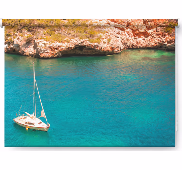 Bedroom blind azure blue ocean mallorca - TenStickers