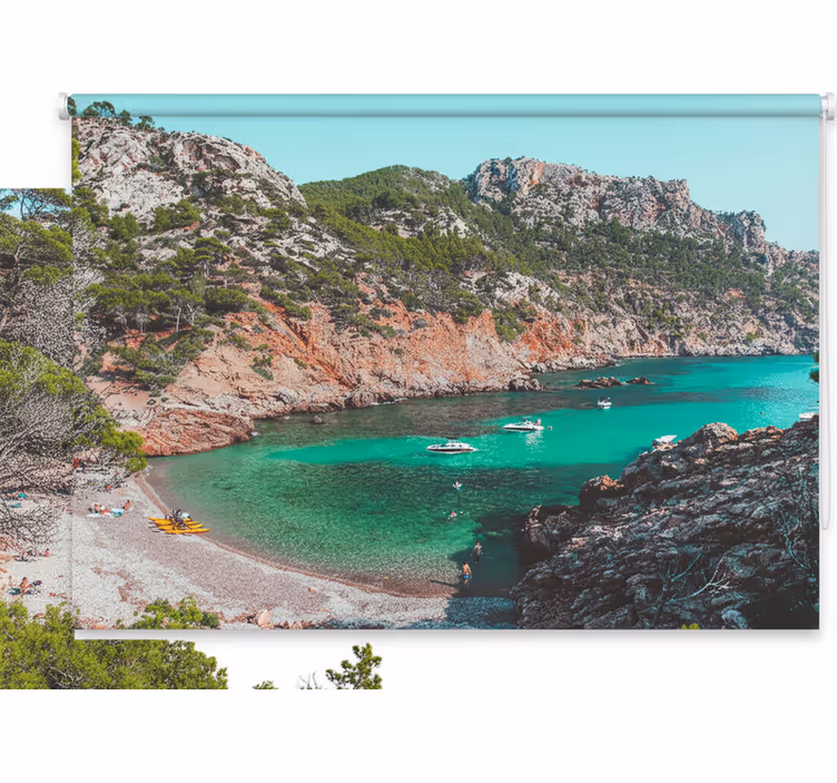 Bedroom blind beautiful beach with rocks mallorca - TenStickers