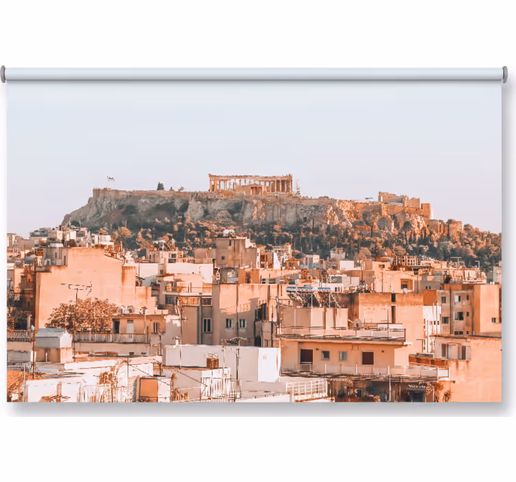 Bedroom blind with stunning view of athens and acropolis - TenStickers