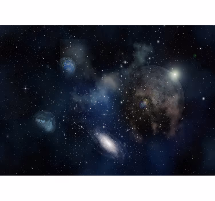 Bedroom blind with stunning space and planet view - TenStickers