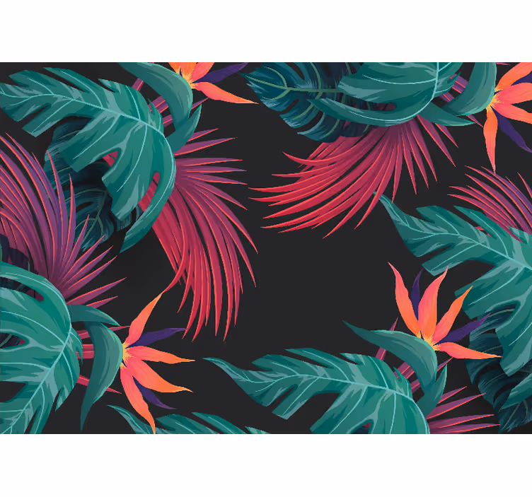Bedroom blind in turquoise tropical leaves - TenStickers