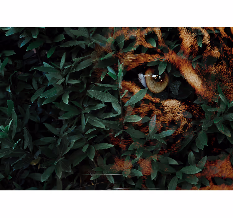 Bedroom blind green leaves tiger - TenStickers