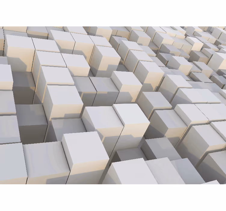 White roller blind with minimalist black-bordered cubes - TenStickers