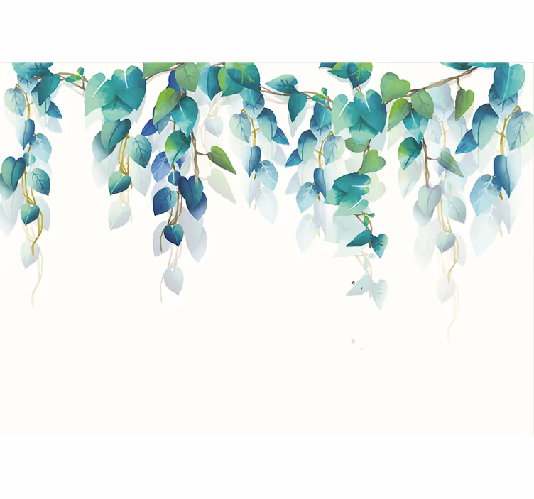 White roller blind with watercolor twigs design - TenStickers