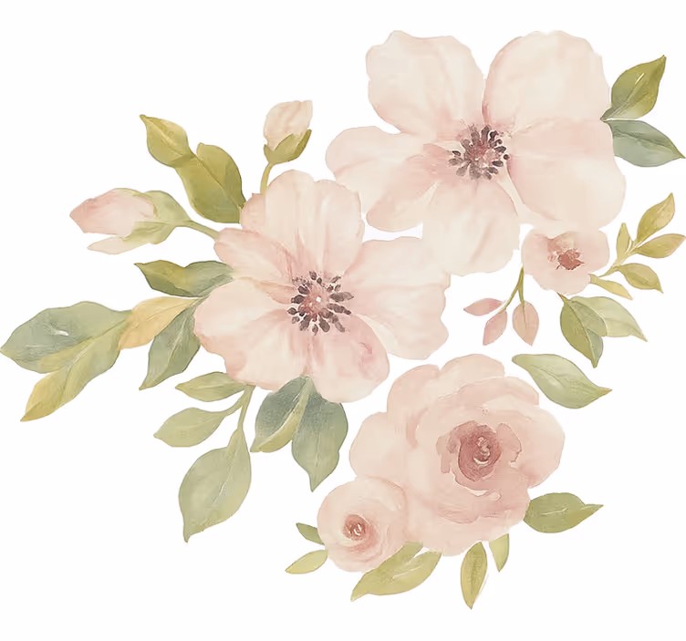 White roller blind magnolia in watercolor - TenStickers