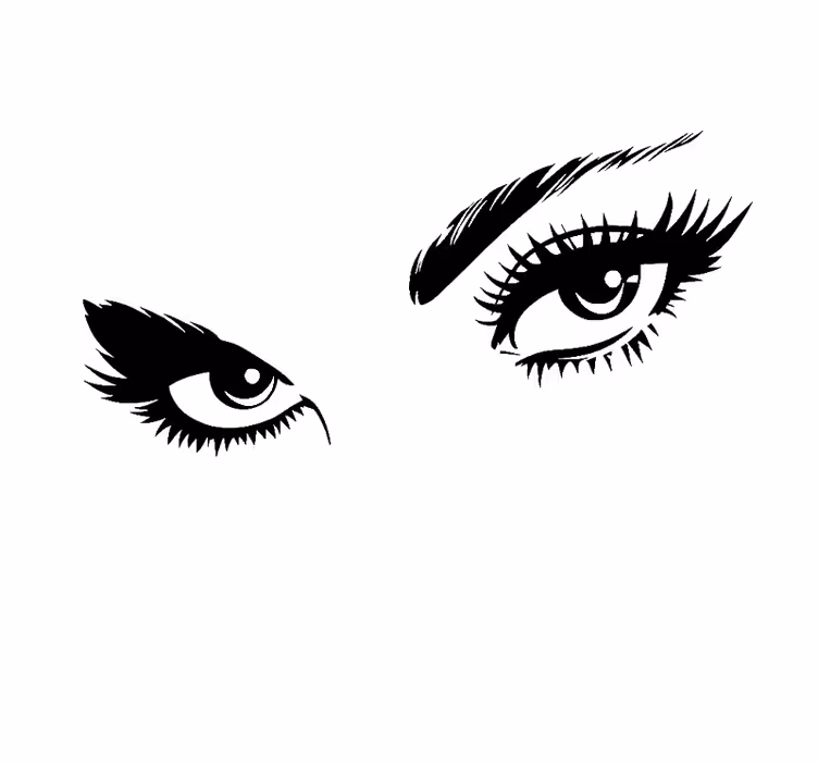 White roller blind with woman's eyes gazing - TenStickers