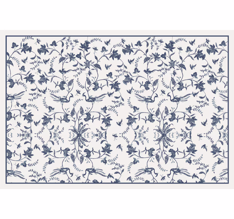 Living room blind in botanical blue design - TenStickers