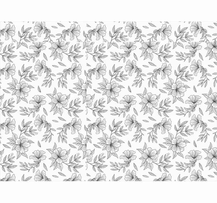 Living room blind with black and white floral design - TenStickers