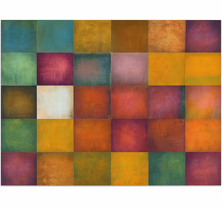 Living room blind in colorful vintage squares pattern - TenStickers