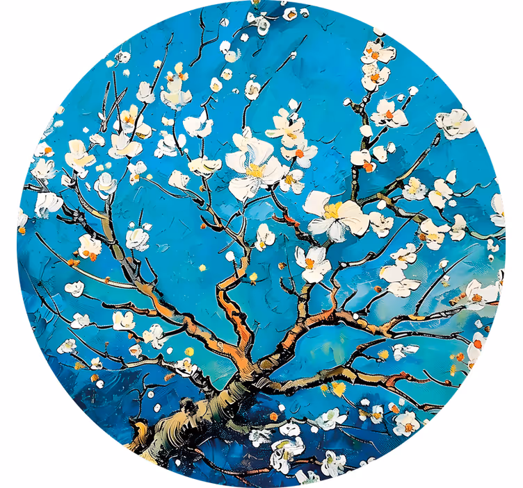 Bedroom blind with round blue floral design - TenStickers