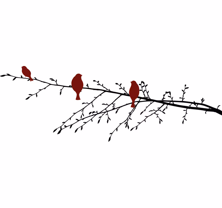 Bedroom blind with red birds on branch design - TenStickers