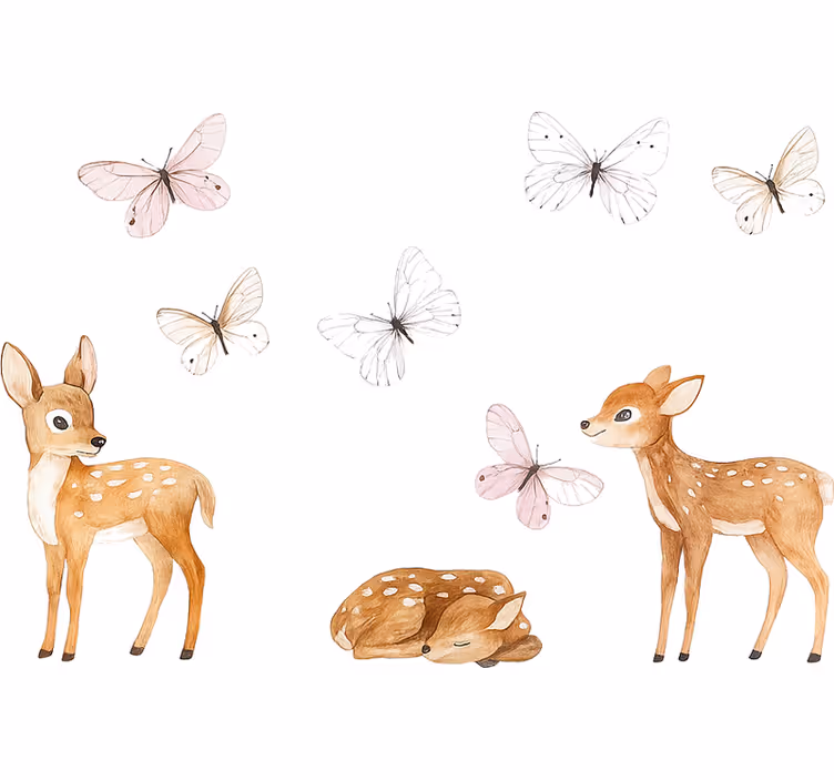 Bedroom blind little deer and butterflies - TenStickers