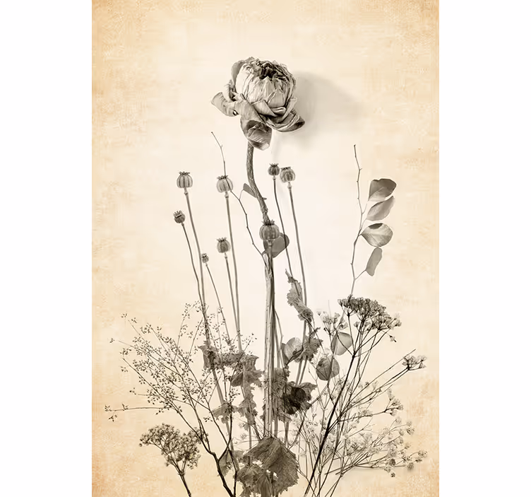 Bedroom blind floral bouquet on beige background - TenStickers