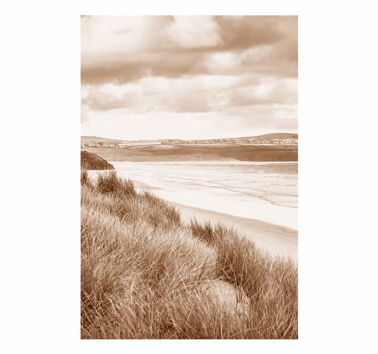 Bedroom blind in coastal landscape sepia tones - TenStickers