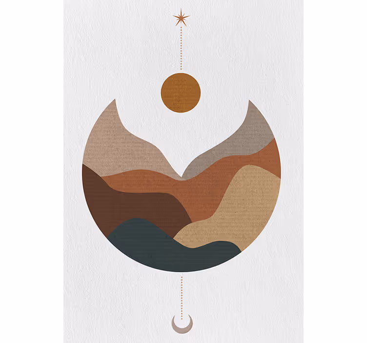 Minimalist sunset and mountains bedroom blind - TenStickers