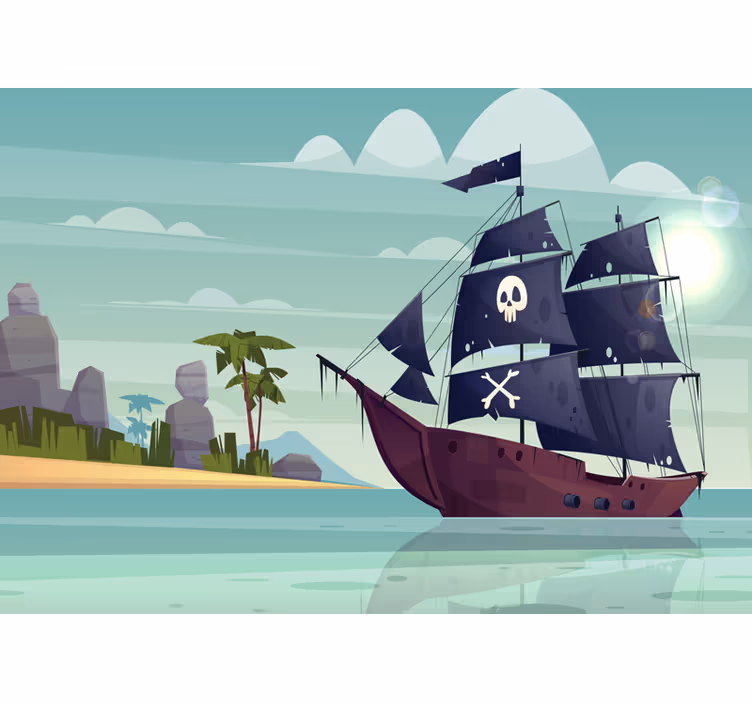 Blind kids pirate ship wall mural - TenStickers