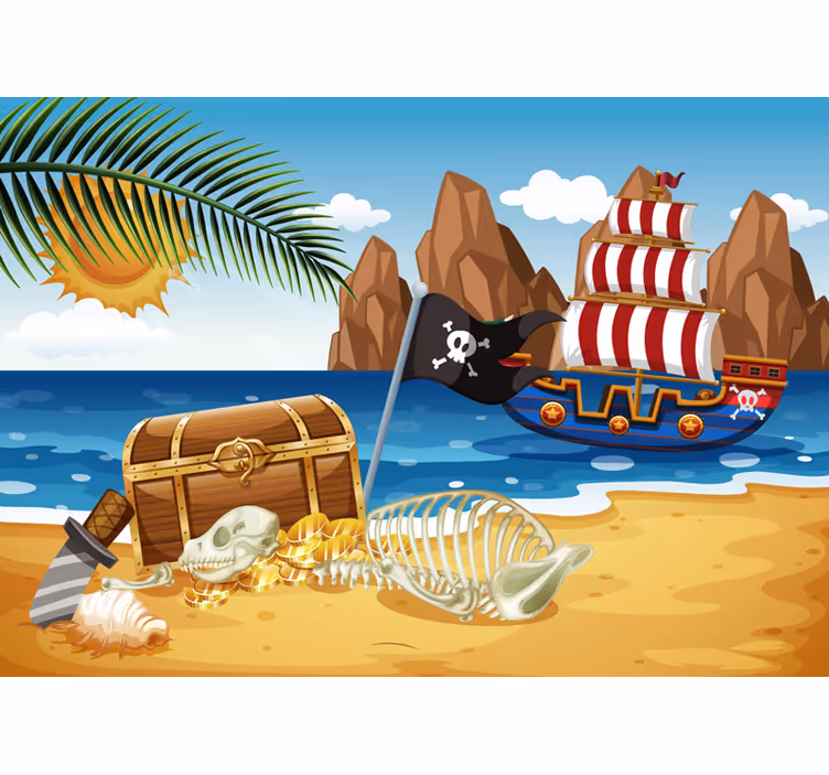 Blind kids treasure hunt ship wall mural - TenStickers