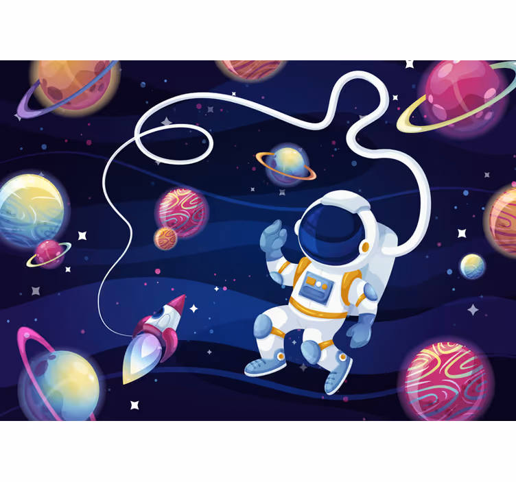 Blind kids astronaut and rocket wall mural - TenStickers