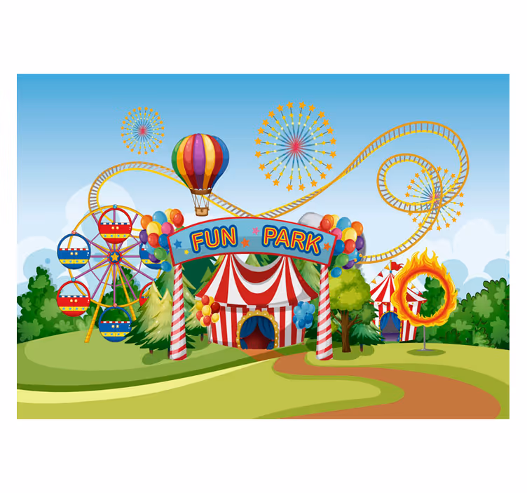 Blind kids colorful amusement park wall mural - TenStickers
