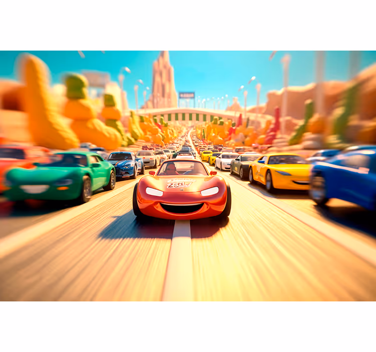 Blind kids cartoon car race adventure - TenStickers
