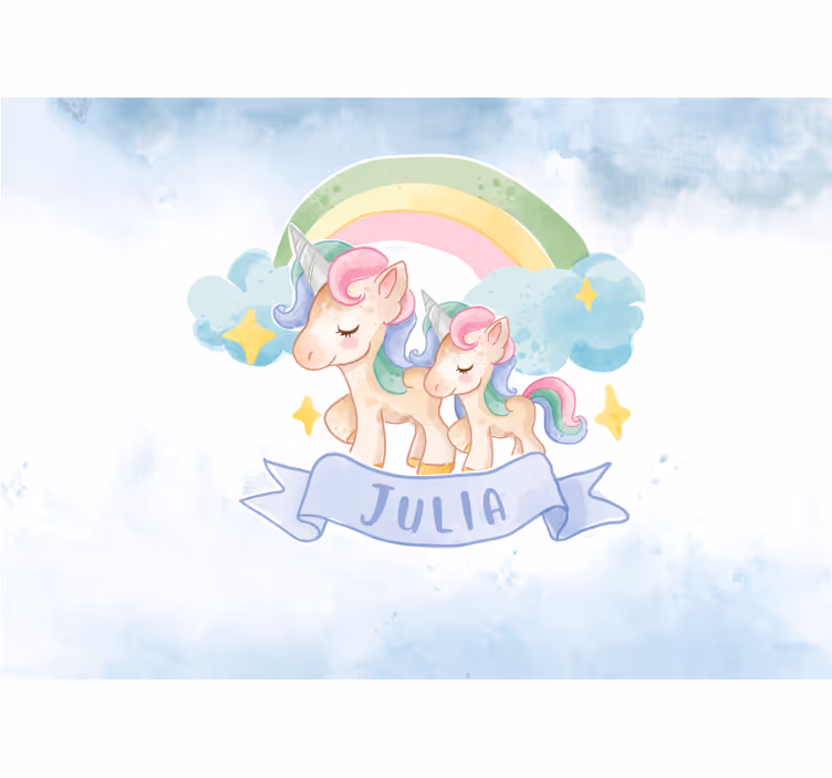 Blind kids and joyful unicorns on a rainbow - TenStickers