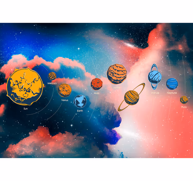 Blind kids solar system with planets names - TenStickers
